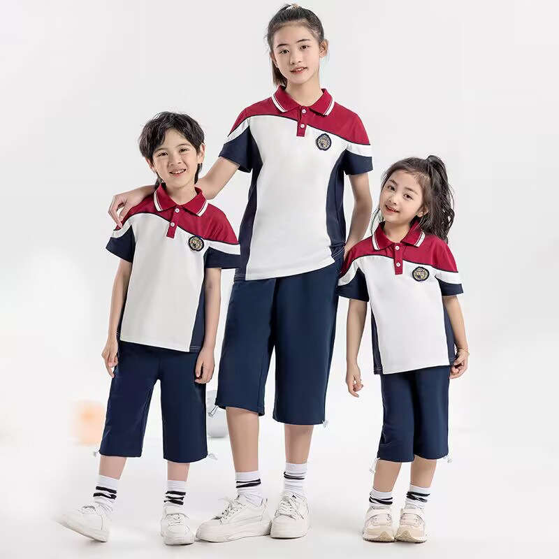 校服小学生夏季班服毕业照儿童运动服幼儿园园服短袖T恤两件套