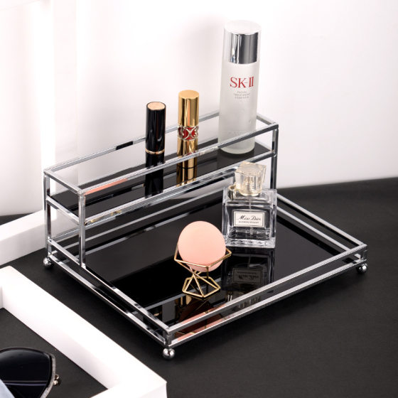 Ins Style Light Luxury Desktop Cosmetics Perfume Skin Care Double Layer Storage Rack Acrylic Bathroom Desktop Storage Rack