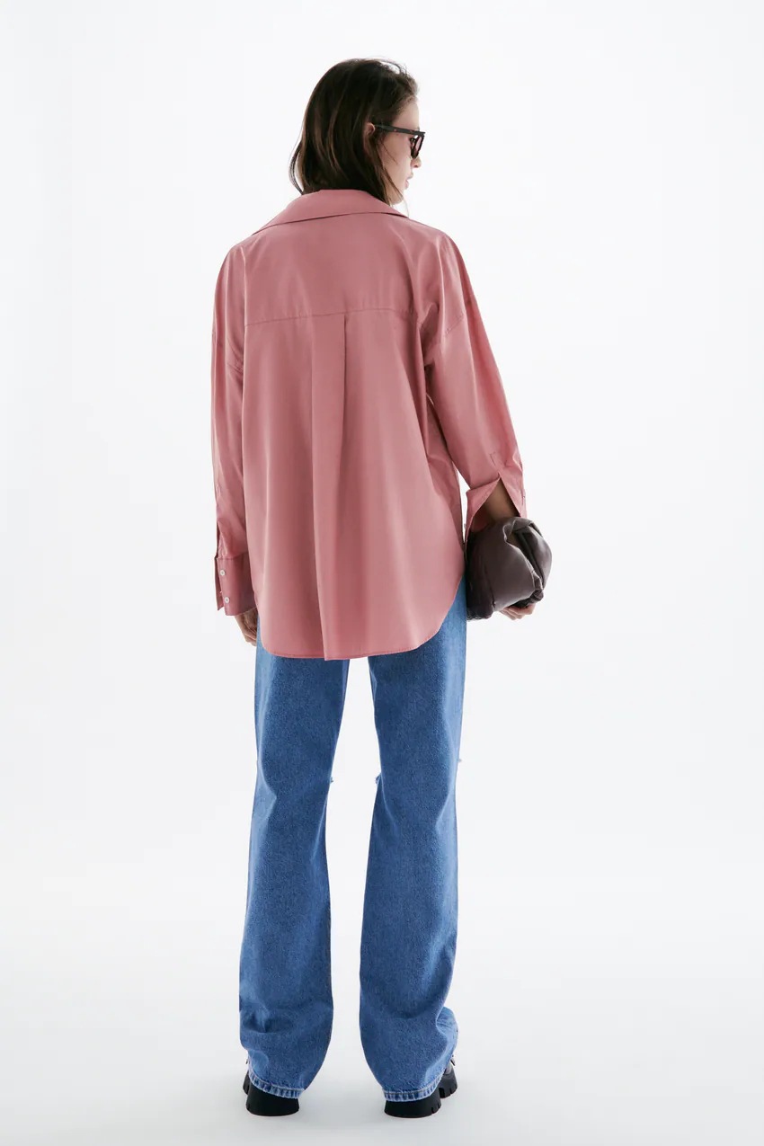 Original PB&ZA2298058 Multi-color Basic Top Loose Long-sleeve Poplin Shirt 4387023_ecoleips.com