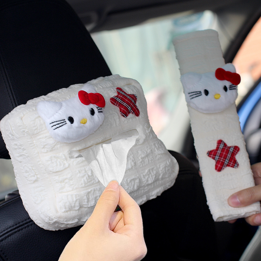 hellokitty car tissue box car paper box car decoration cute cartoon tissue bag hanging