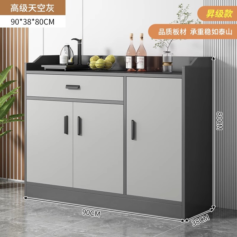Gabinete de comedor contra la pared, armario de sala de estar doméstico, armario de almacenamiento simple, armario de almacenamiento gris, armario de té