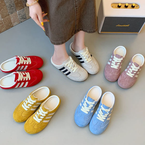 Baotou Half Slippers Women's Summer Wear 2025 New Super Fire Heelless German Training Shoes Slip-on Lazy Sandals