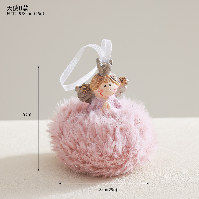 Nuevos productos transfronterizos de madera de peluche rosa chicas colgantes de resina decoraciones de Navidad colgantes de ángel