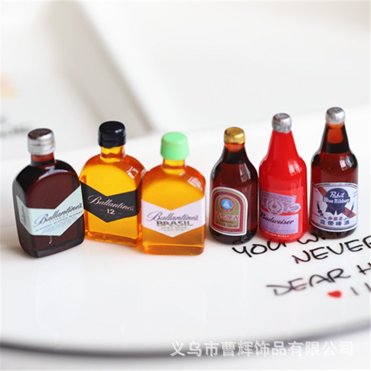 仿真迷你啤酒瓶 diy小夜灯摆件酒瓶配件 钥匙扣挂件项链吊坠材料