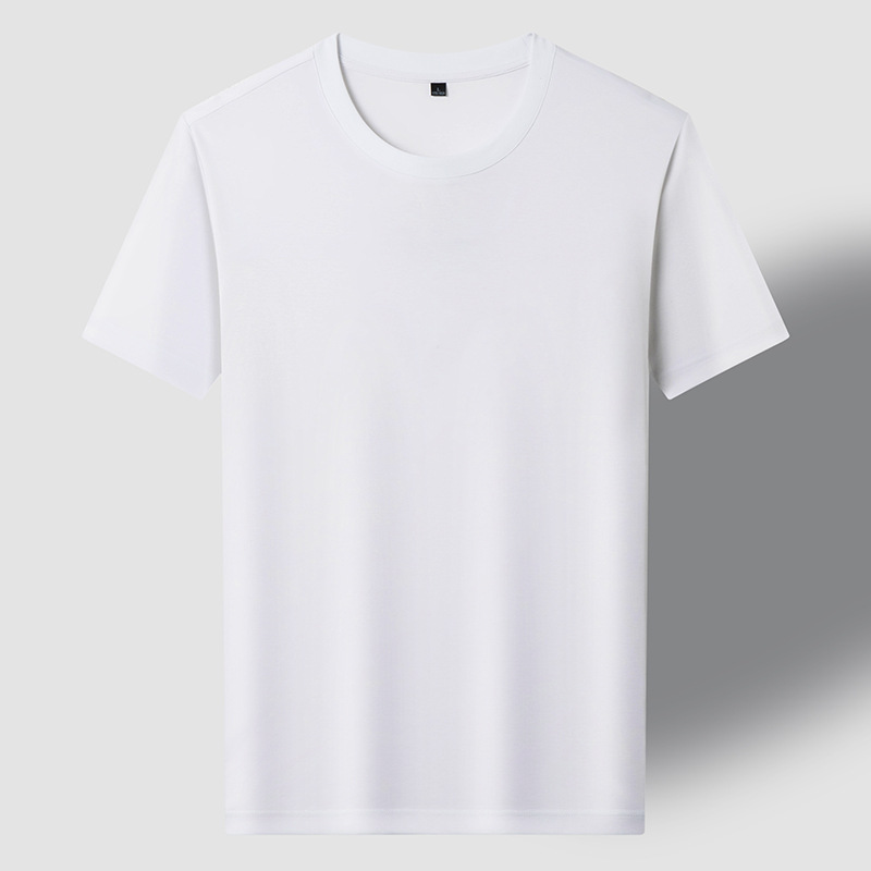 80 hombres de hombro recto, lujo ligero, alta calidad, color sólido, media manga, camiseta de manga corta, algodón de caballo, camiseta para hombres, personalización de verano