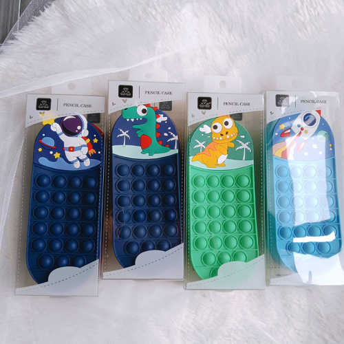New cartoon student high-quality appearance stationery pencil case 3D stress-relief multi-functional large capacity soft silicone pen bag wholesale