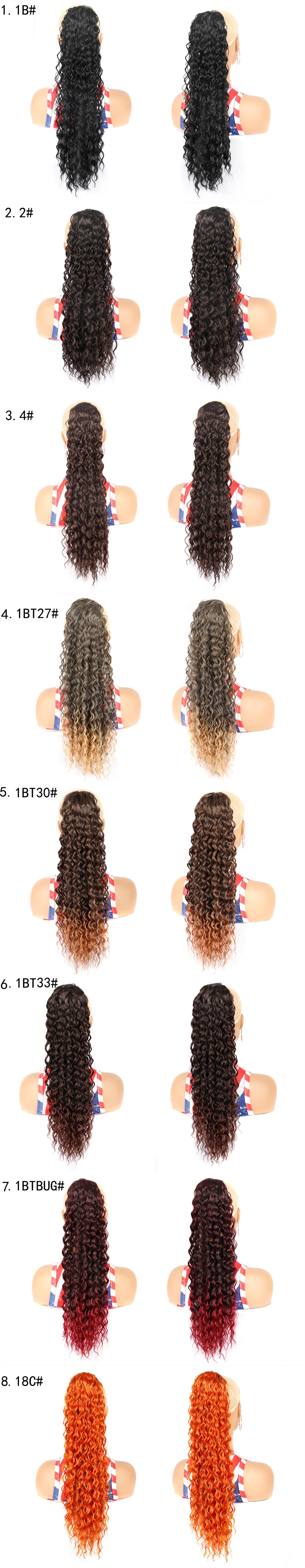 Cheveux synthétiques pouces Curl cheveux queue de cheval perruque maille ronde cordon longue queue de cheval cheveux bouclés_voghion.com