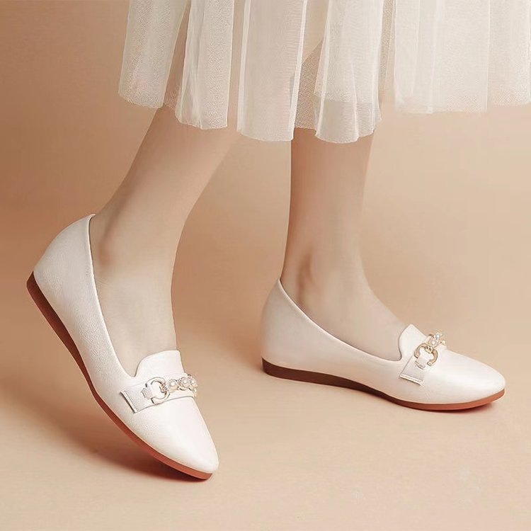 Women's Soft Leather Flat Ballet Shoes Comfortable Nurse Work Flats_voghion.com