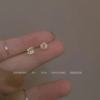 Silver needle, zirconium, small design earrings, advanced elegant accessory, silver 925 sample, Chanel style, four-leaf clover, high-quality style