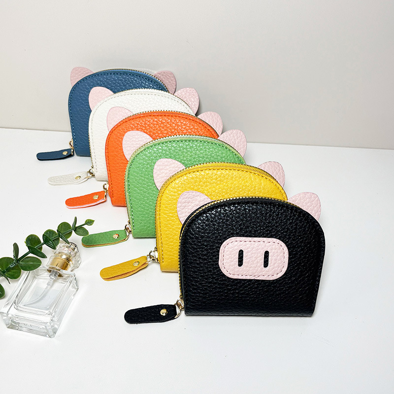 Nueva bolsa de tarjetas de órgano en línea para mujeres estudiantes ligeros cerdo cerdo cremallera multi-tarjeta cubierta de tarjetas lindas tarjetas cambio al por mayor