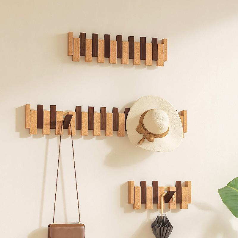 Ganchos de ropa en la pared sin perforaciones, ganchos para ropa con teclas de piano después de la puerta misteriosa, colgantes para ropa de dormitorio de madera maciza, colgantes para ropa y sombreros