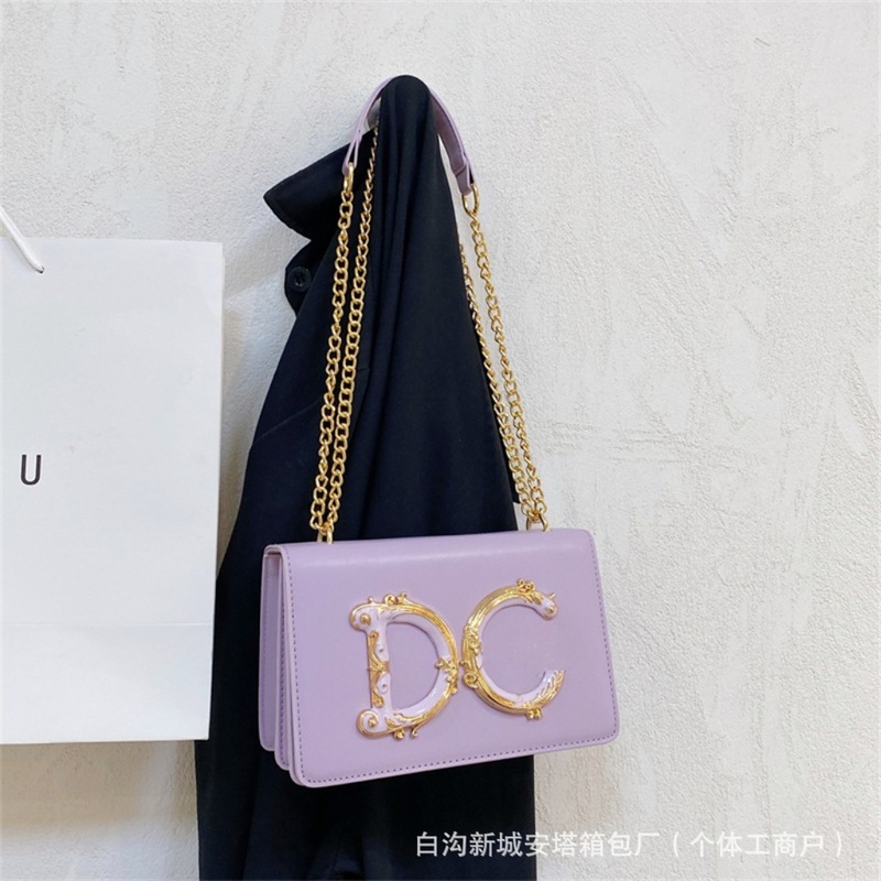 潮流跨境时尚链条女包新款百搭小众纯色字母糖果色日常单肩斜挎包|undefined