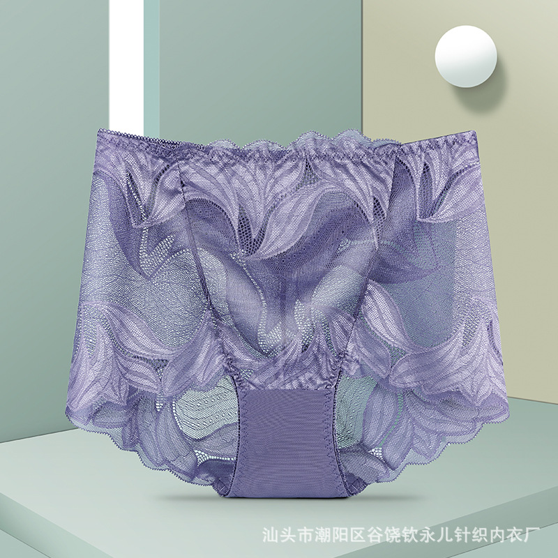 15-color multi-tamaño 200kg bordado de encaje sin costuras ropa interior de las mujeres cintura alta hueco transparente malla gordita chica cómoda transpirable