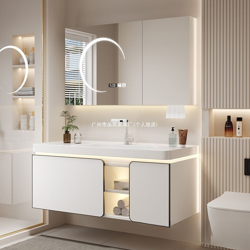 White Moonlight 2025 New Model Ceramic Integrated Basin Bathroom Cabinet Set, Bathroom Washbasin, Ceramic Wash Basin, Bathroom Cabinet