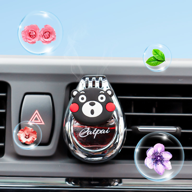 Botella de perfume automotriz, botella vacía auto-agregada de aceite esencial, salida de aire interior de automóvil, perfume ligero para automóvil, aroma de dibujos animados