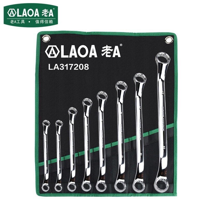 老A 8件套CR-V镜面止滑双头梅花扳手套装5.5-24mm LA317208