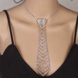 Manufacturer Recommends Wholesale Rhinestone Tie Wedding Clothing Accessories Trendy Arrow-Shaped Men's and Women's Fashion Tie Necklace Jewelry