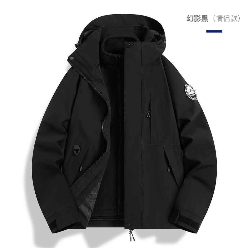 骆家新款冲锋衣男女三合一可拆卸外套宽松户外防风防水防水登山服|undefined