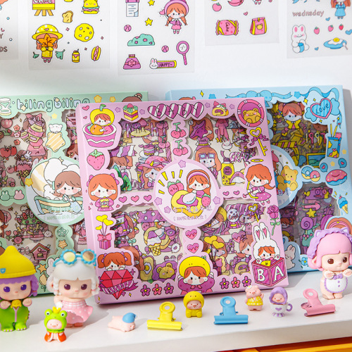 Little pudding 100 pieces of pet handbook stickers handbook stickers traceless waterproof set material package decorative small pattern