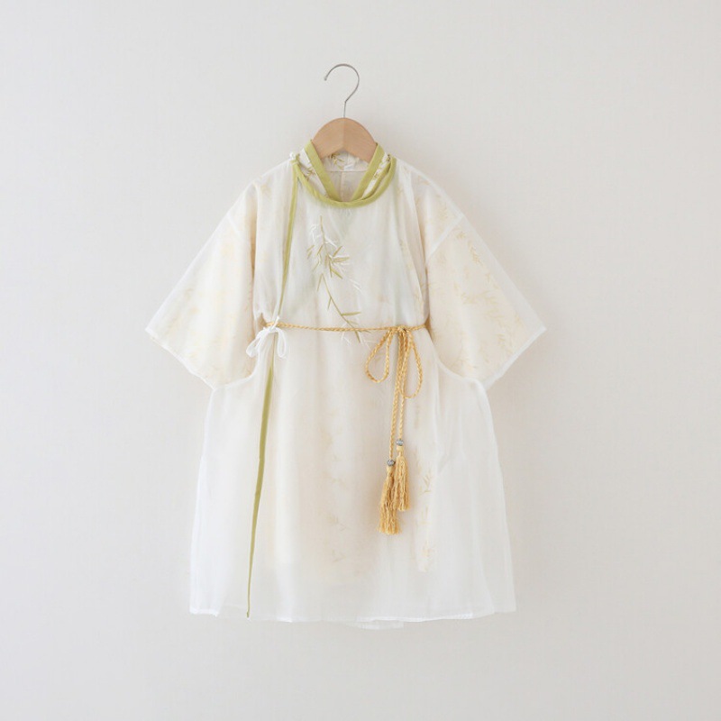 Children's Hanfu Traditional Costume with Large Sleeves, Ancient Chinese Style Performance Suit, Ming Dynasty Spring and Autumn New Arrival Gold Foil Two-Piece Set