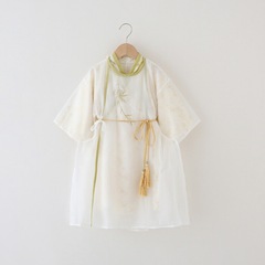 Children's Hanfu Traditional Costume with Large Sleeves, Ancient Chinese Style Performance Suit, Ming Dynasty Spring and Autumn New Arrival Gold Foil Two-Piece Set