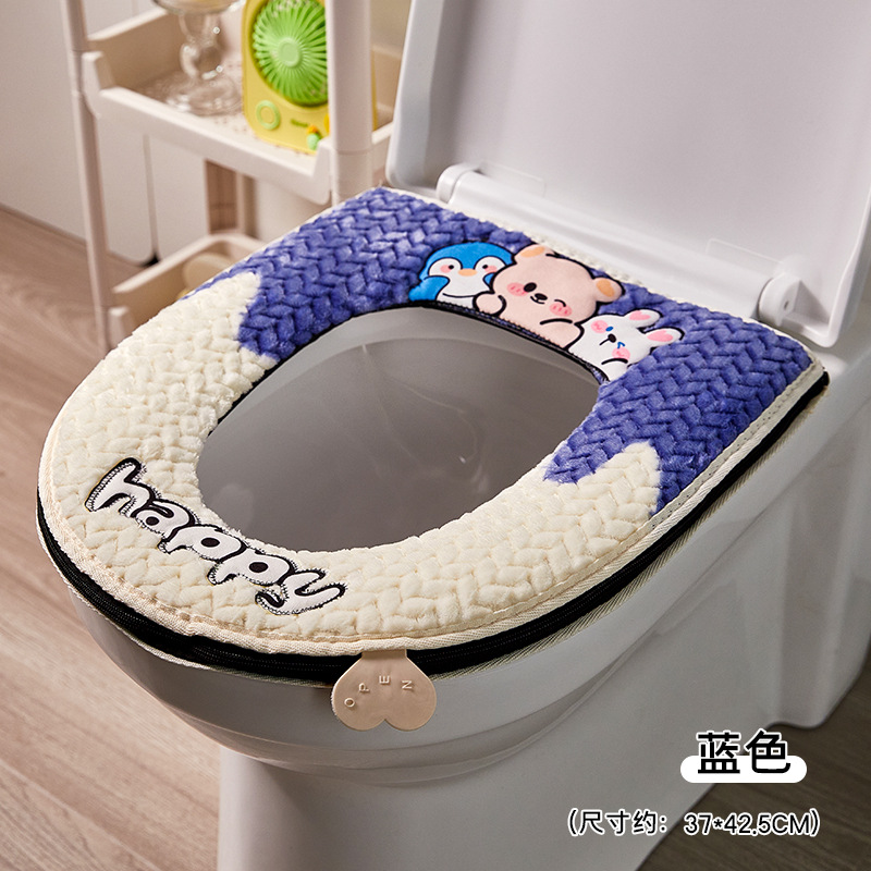 Nuevo cojín de inodoro de peluche engrosado suave invierno hogar cubierta de asiento completo lavadora lavable con mano