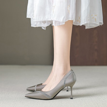 女鞋2024春季新款百搭潮流尖头高跟套脚小众细跟名媛风感法式