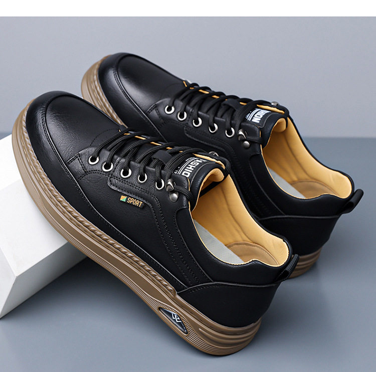 Giày da nam sneaker cổ thấp khâu chỉ thủ công, đế bằng, dây buộc phía trước — Màu nâu, Màu trắng, màu đen chi tiết 24