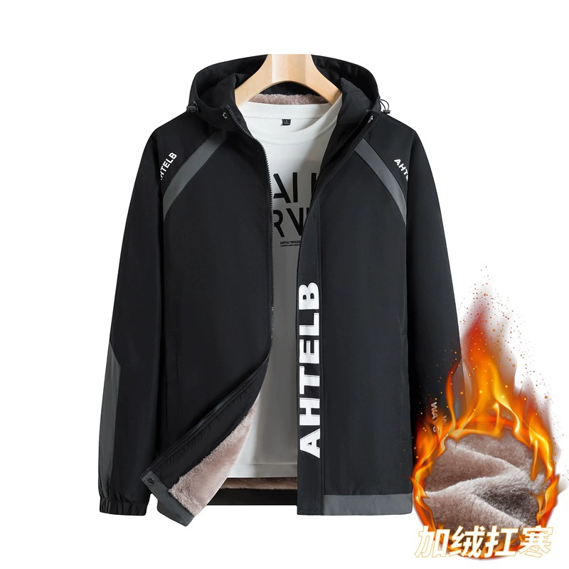 2023 Зимняя новая подходящая по цвету куртка на флисовой подкладке больших размеров, Свободное пальто для колледжа, мужская мода, мужская с капюшоном, логотип
