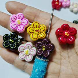 22mm烤漆美元符号有钱花 DIY手工串珠散珠串笔手机链挂件饰品配件