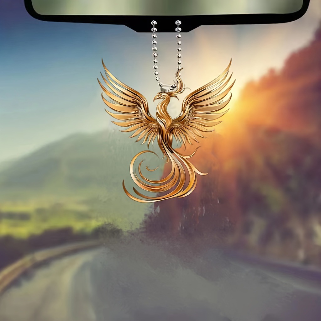 Nuevos productos transfronterizos de oro Phoenix acrílico accesorios de automóviles de moda mochila colgante colgante llavero colgante