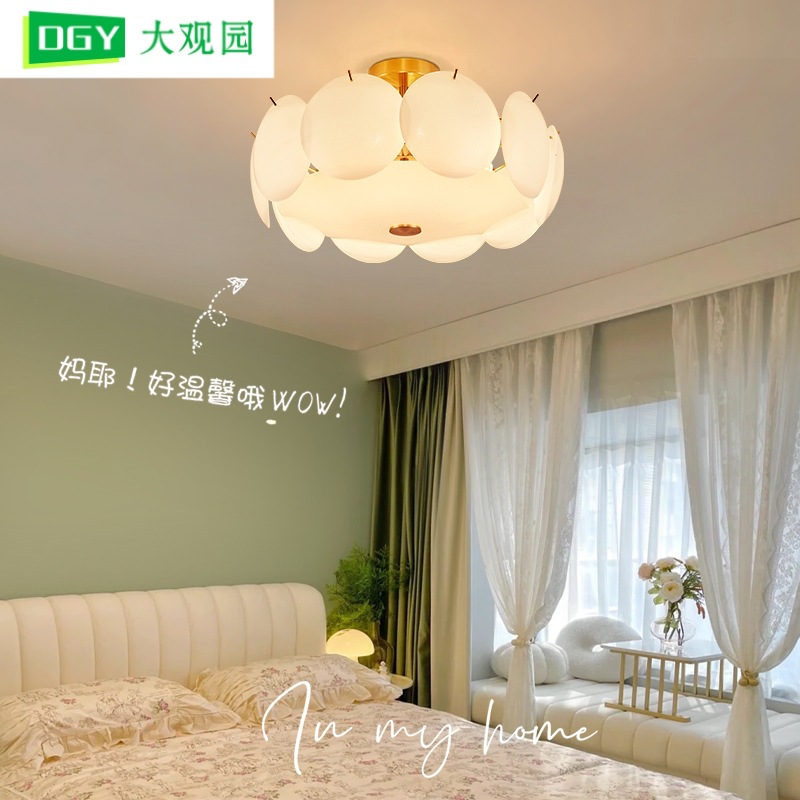 lámpara de dormitorio LED lámpara de techo francesa crema lámpara de viento lámpara de habitación moderna simple lámpara de cristal 413L