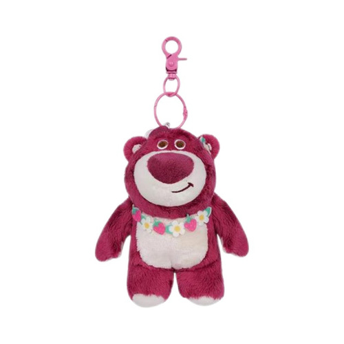 Genuine Disney Strawberry Bear pendant three-eyed Stitch plush toy keychain doll bag pendant for women
