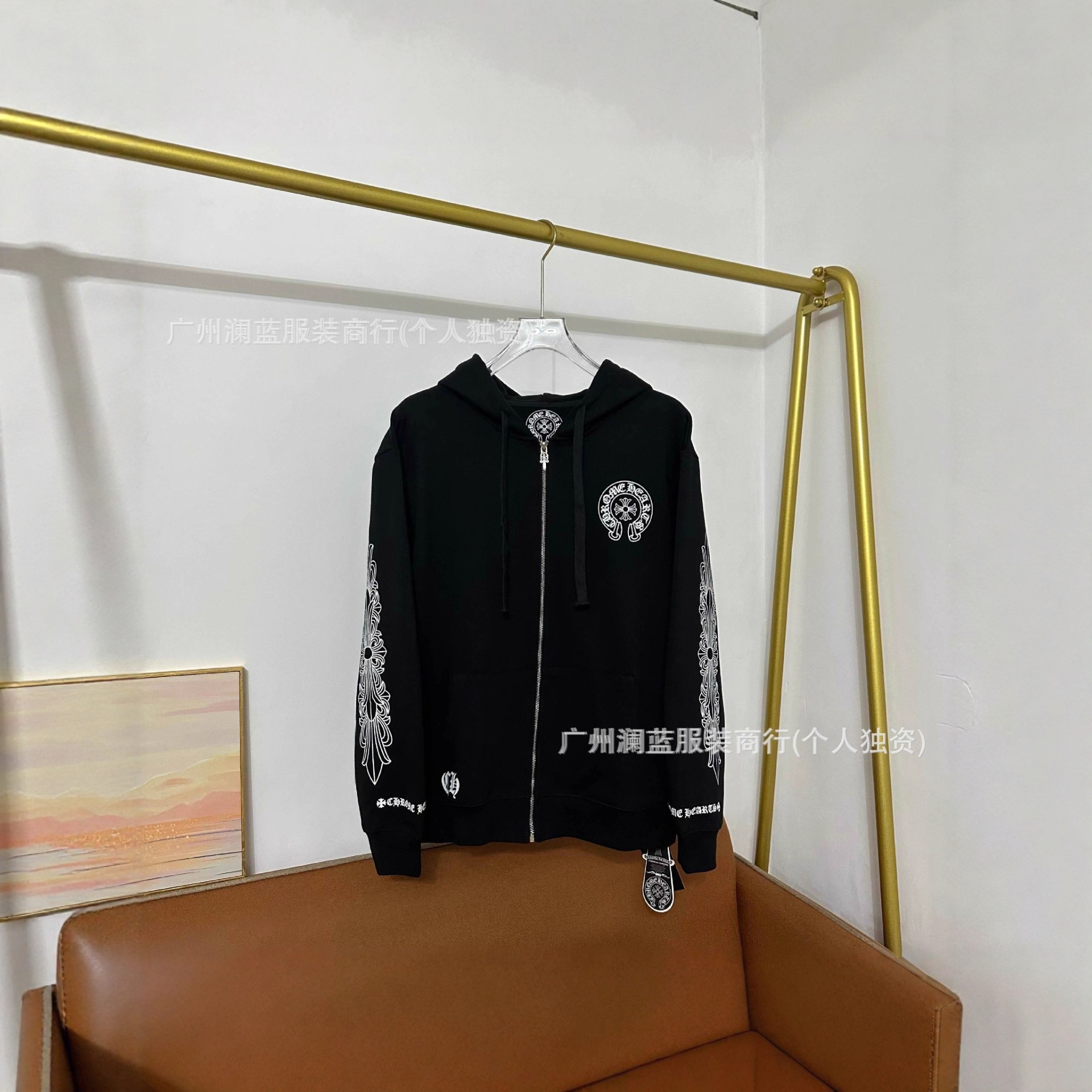 Chrome Hearts üslubunda qadın sviteri, zipli, payız-qış