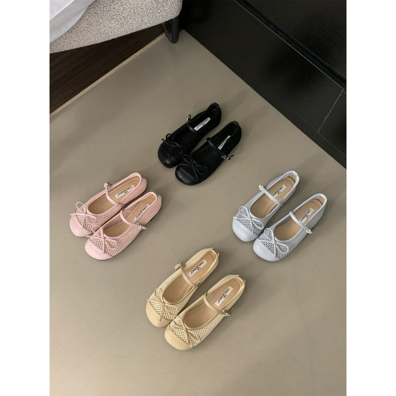 Breathable shoes with bow, mesh footwear