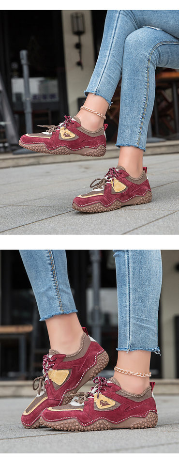 Giày thể thao unisex cỡ lớn da thật mũi tròn, đế bệt, dây thun, phong cách năng động — 6887 màu cát, 6887 nâu, 6887 rượu vang đỏ chi tiết 15