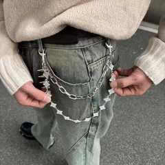 Paprオリジナル「純粋な手作りスポット」フラッシュ銀幅四葉草cleanfit銀宝石ズボンチェーン