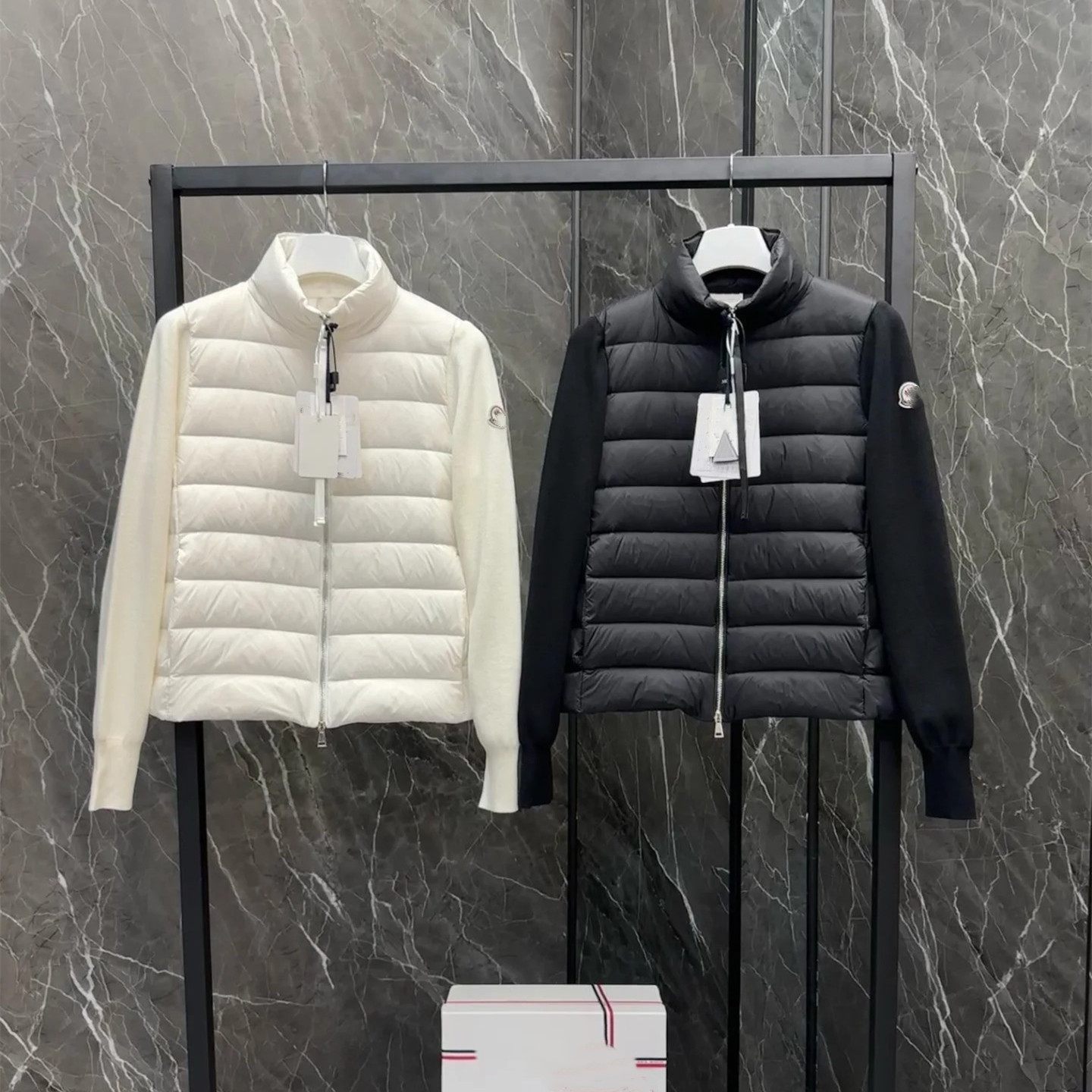 High-Quality Original Label Mengjia Xiaohongshu Internet Celebrity Style Wool Sleeve Splicing 90 White Duck down Lightweight Stand Collar down Jacket for Women