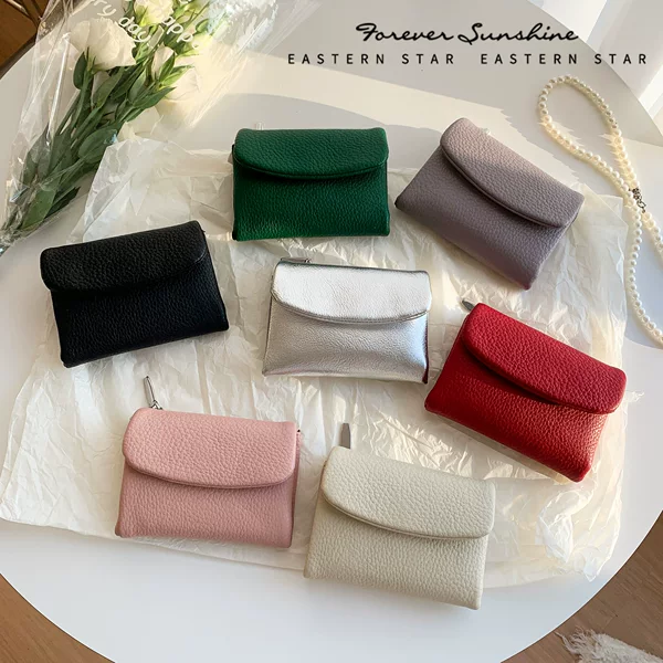 Genuine Leather Texture Soft Case~ Women's Short Folding Pu Wallet Large Capacity Card Holder Foreign Trade Cross-Border Wholesale