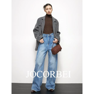 JOCORBEI【慵懒松弛感】阔腿牛仔裤女宽松显瘦休闲老钱风拖地裤