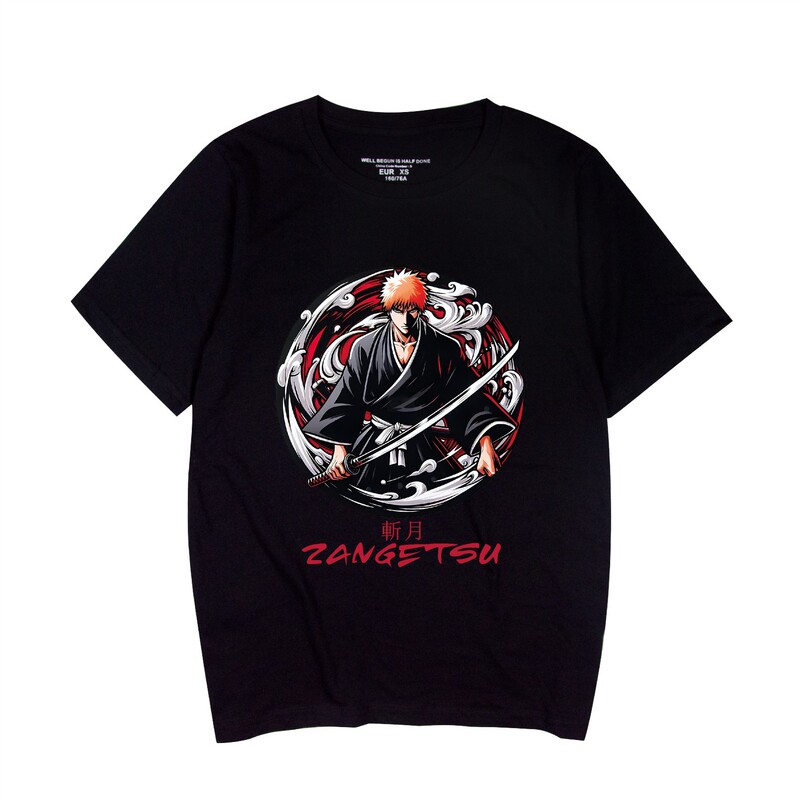 Two-Dimensional Cartoon Japanese Comic New Product Bleach Bleach Kurosaki Peripheral Export Export Cross-Border Short-Sleeved T-Shirt for Men and Women