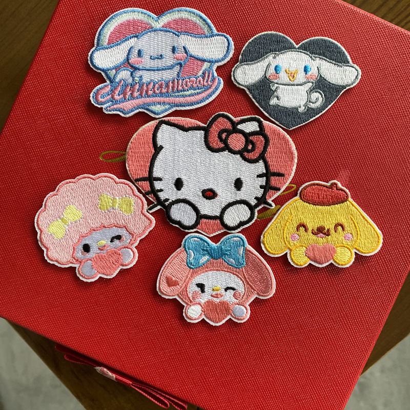 自粘款可爱卡通儿童爱心玉桂狗猫布贴羽绒贴发饰刘海贴碎发贴