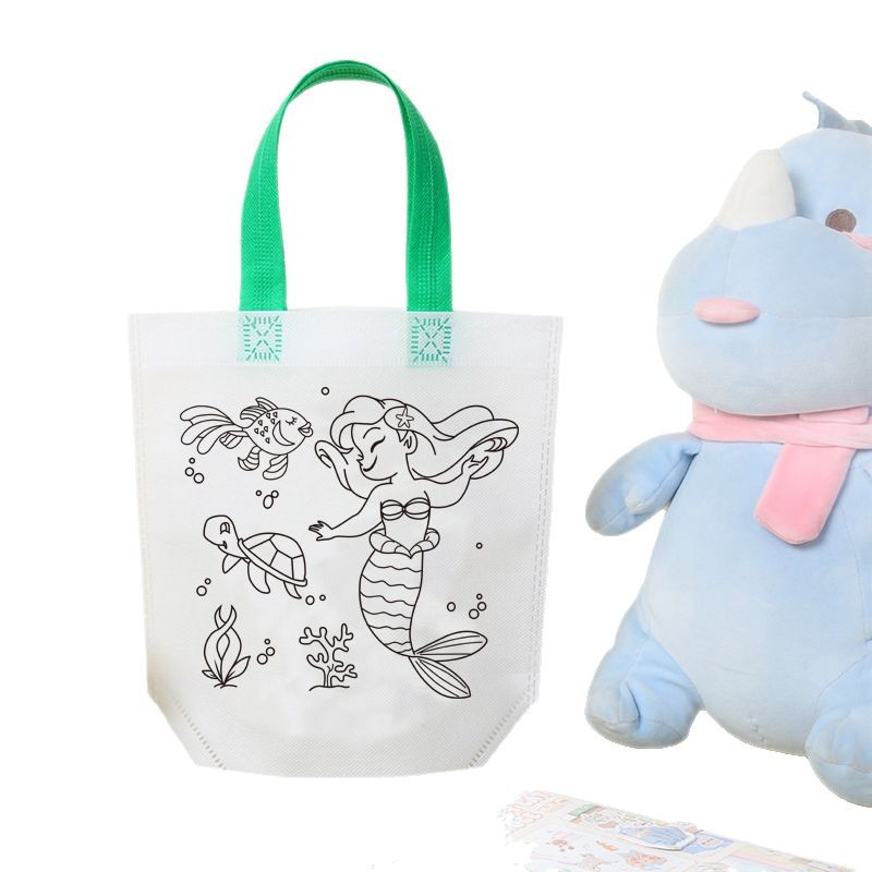 Fiesta de cumpleaños para niños transfronterizos para colorear esta bolsa de embalaje regalo bolsa de graffiti no tejido bolsa de pintura de bricolaje de jardín de infantes