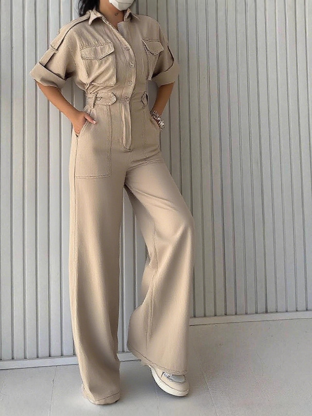 Transfronterizos 2025 otoño y invierno nuevo estilo de estilo de vestir con solapa de cintura junkers de moda casual junkers mujeres image 3