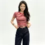 条纹跨境修身夏季上衣