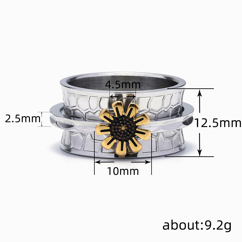 12g Weight Rings Classification Elegant Retro Sunflower Alloy Plating Unisex Rings