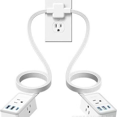 American Standard Flat Plug Power Adapter, 1 Usb-C and 2 USB a and 3 Sockets American Standard Flat Plug Power Adapter, 1 Usb-C and 2 USB a and 3 Sockets
