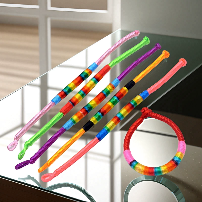 Children's red rope bracelet, hand-woven colorful cord, adjustable length