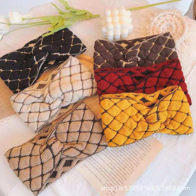 new pattern Hair band Quilted Wool Autumn and winter Broadside keep warm Headdress Fashionable Simplicity Retro Elastic force Hairdressing