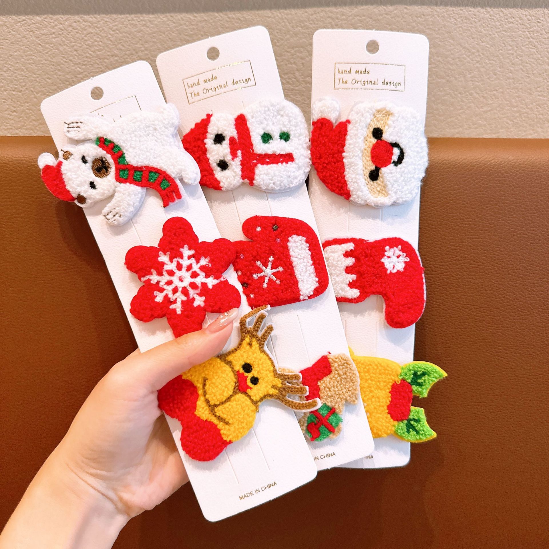 2024 niños navidad pinas de pelo dibujos animados adorables árbol de Papá Noel sombrero muñeco de nieve adornamientos de cabello otoño invierno sombrero